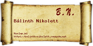 Bálinth Nikolett névjegykártya