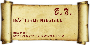 Bálinth Nikolett névjegykártya