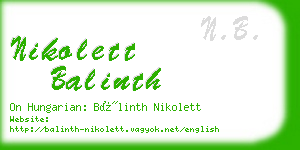 nikolett balinth business card